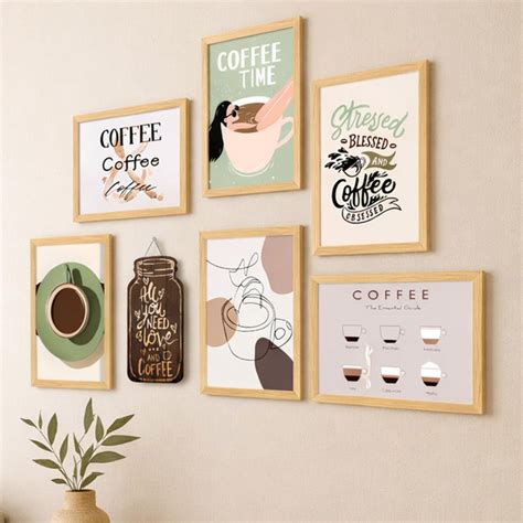 Coffee Retro Theme Kitchen and Cafe Framed Wall Art Painting Food Kitc ...