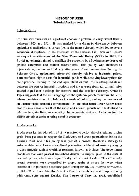 History of Soviet Union - HISTORY OF USSR Tutorial Assignment 2 ...