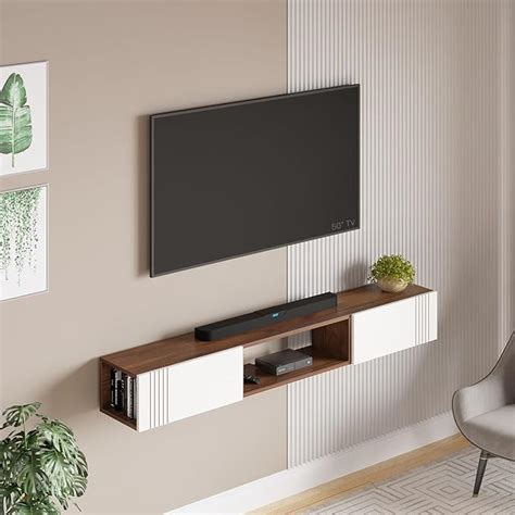 BLUEWUD Darien Engineering Wood Wall Mount TV Entertainment Unit Set ...