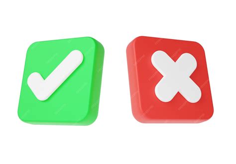 Premium Photo | 3D icon Correct green mark and incorrect red mark Yes ...