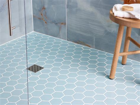 Hex Mosaic Tile Bathroom Floor