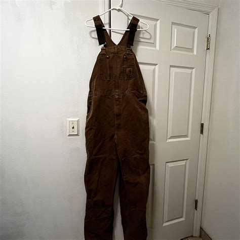 Brown Carhartt overalls 36x34 Good condition Dm... - Depop