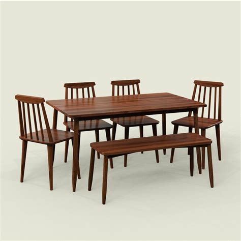 Maltby Dining Table Set - 4 & 6 Seater/150 cm with Bench | Crafts Mill ...
