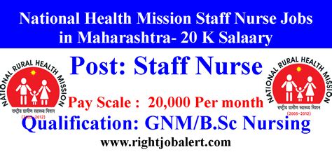 National Health Mission Staff Nurse Jobs in Maharashtra- 20 K Salary