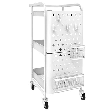 Buy 3 Tier White Storage Rolling Cart, Dailyart Heavy Duty Rolling ...