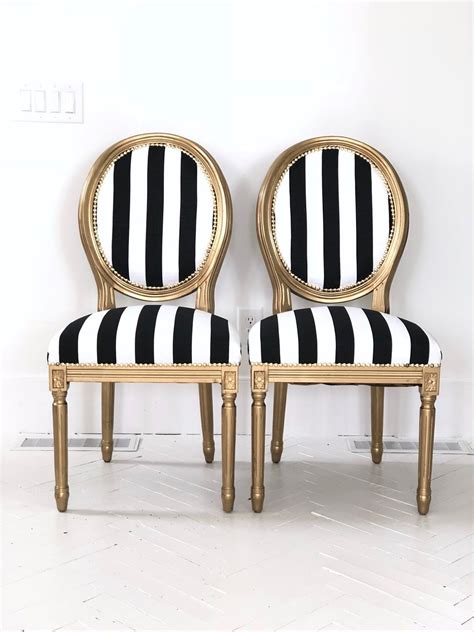 Made and Shipped from USA | Striped dining chairs, French chair ...