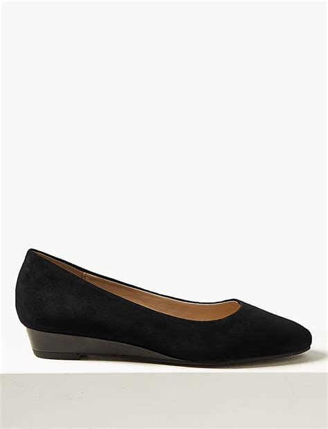 Buy Suede Stain Resistant Wedge Court Shoes at Marks & Spencer
