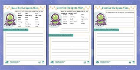 Describe the Space Alien Writing Activity