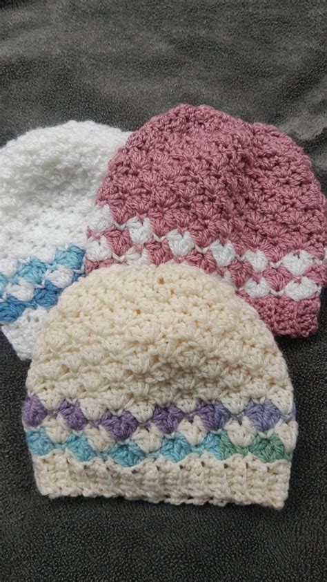 Shell Stitch Baby Hat Tutorial 的图像结果