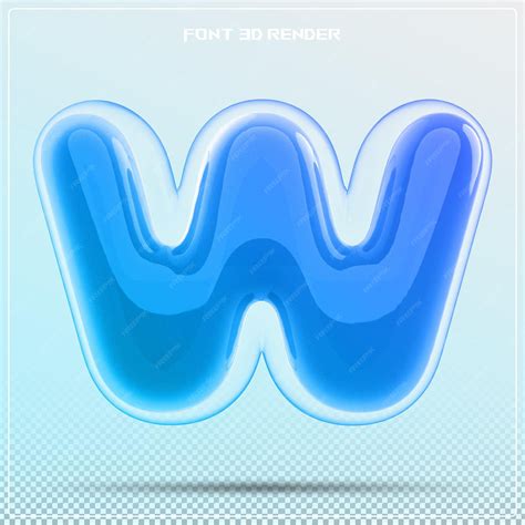 Premium PSD | Blue letter w font alphabet 3d render