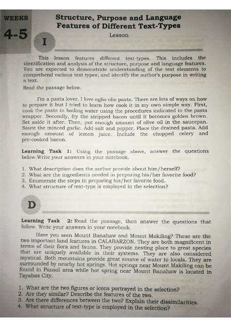 Structure Purpose and Language Features of Different Text Types 的图像结果