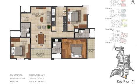 Floor Plan | Brigade Cornerstone Utopia | 1,2 & 3 BHK Apartments