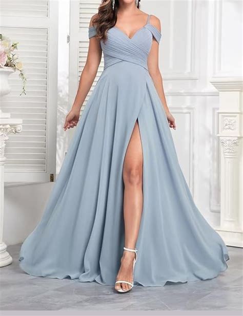 Sky Blue Sweetheart Cold Shoulder Maxi Dress with slit – iwearmystyle