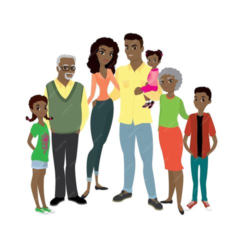 Happy african american family parents their son and daughters and ...