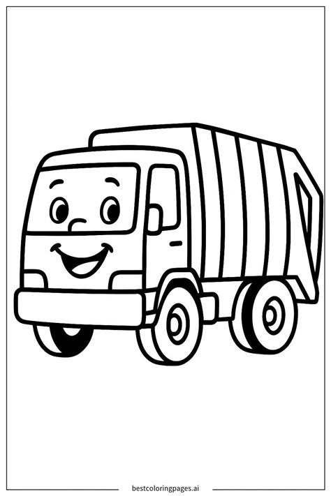 Smiling Garbage Truck Coloring Page Coloring Page - Free Printable ...