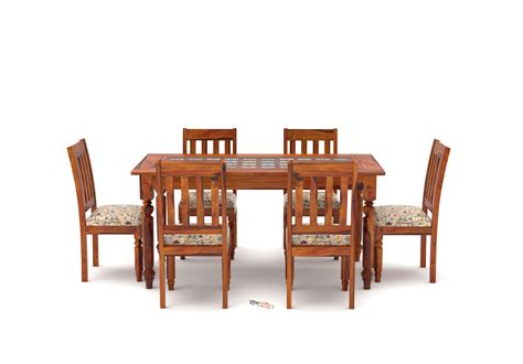 Buy Relay 6 Seater Dining Set (Honey Finish) Online in India | UrbanWood