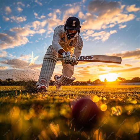Premium Photo | Cricket player in action on stadium warm light dramatic ...