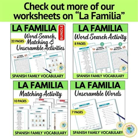 FREE Spanish Family Vocabulary Unscramble & Word Search Activities La ...