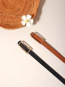 1pc Reversible PU Leather Belt, Minimalist Versatile Skinny Waist Belt ...