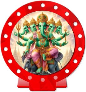 SANBIA Ganesha Ganapati Car Dashboard Idol Red Glossy Decorative ...