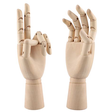 12 Inch Wooden Hand Model Flexible Moveable Fingers Manikin Hand ...