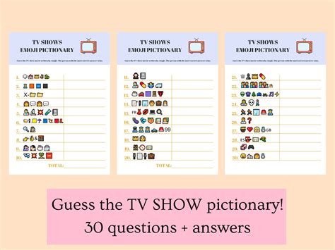 TV Shows EMOJI Quiz Answers Included Instant Download - Etsy Australia