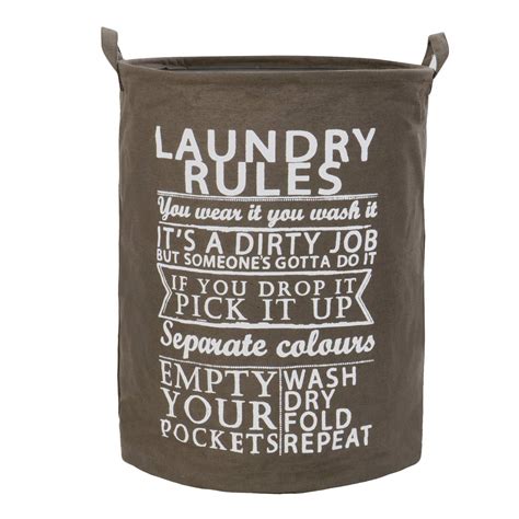HOKIPO Fabric 63-Litre Brown Round Folding Laundry Rules Laundry Bag ...
