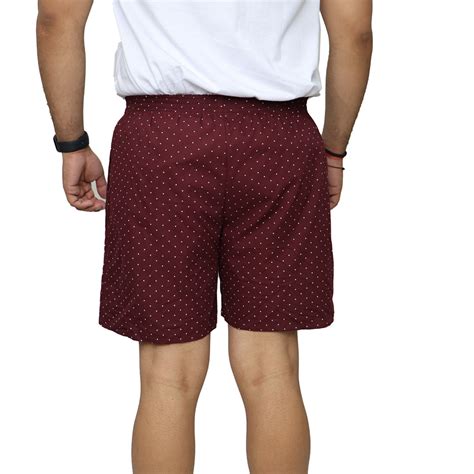 Maroon White Dotted Printed Cotton Boxer For Men – Bhokals