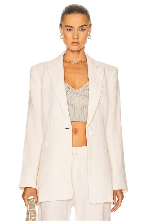St. Agni Linen Silhouette Blazer in Ivory | FWRD