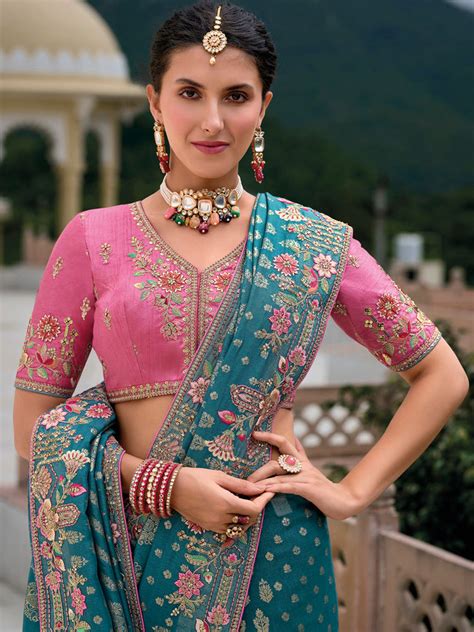 Teal Color Pure Golden Woven Thread, Dola Silk Patch Work Border Embro ...