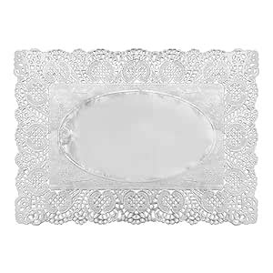 Buy APSAMBR-Lace Paper Doilies 20 Pcs Rectangle Silver Paper Placemats ...