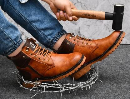 Berich BE-BOOT-1-BROWN SAFTEY-10 Steel Toe Synthetic Leather Safety ...