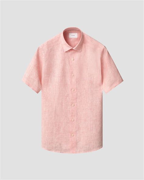 Solid Linen Short Sleeve Shirt - Eton