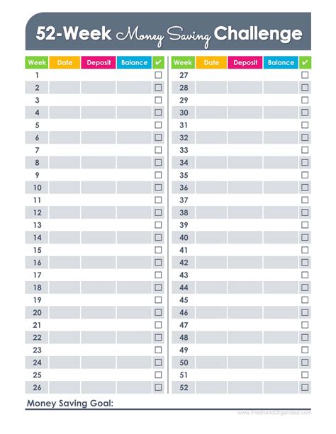 Free Printable 52 Week Money Challenge Templates [PDF, Word, Excel]