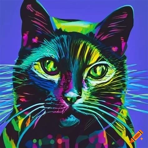Pop art black cat cartoon on Craiyon