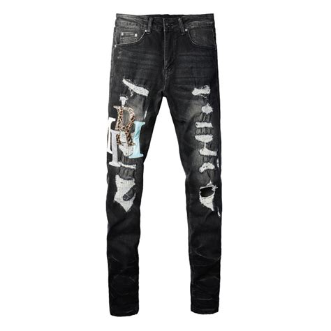 Amiri Logo Distressed Black Jeans - MALABLACK