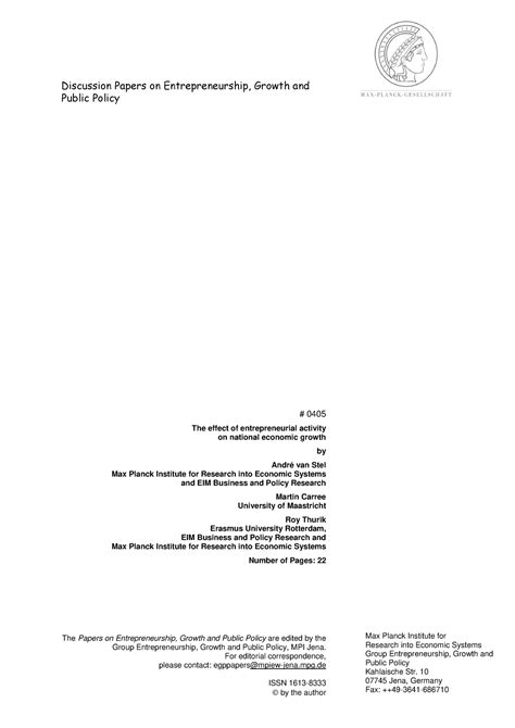2005-04 - Economic growth - Discussion Papers on Entrepreneurship ...