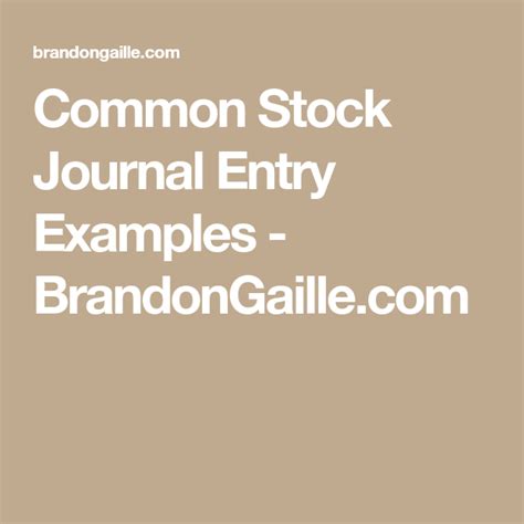 Image result for Common Stock Journal Entry