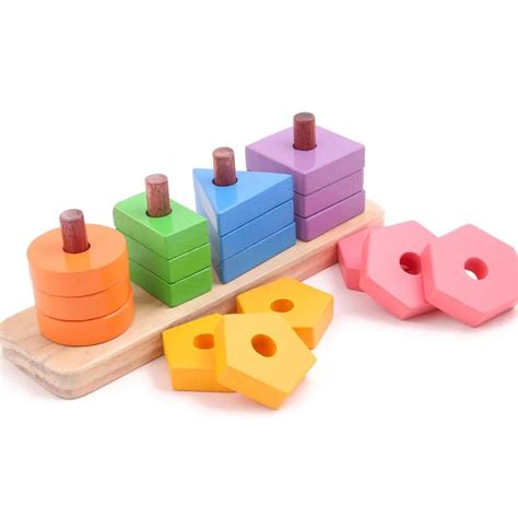 Wooden shapes Stacker - 4 Shapes (1-3 Years) – Snooplay