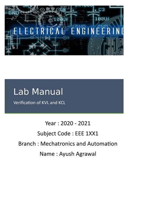 Experiment 1 - Verification OF KVL AND KCL - Lab Manual Verification of ...