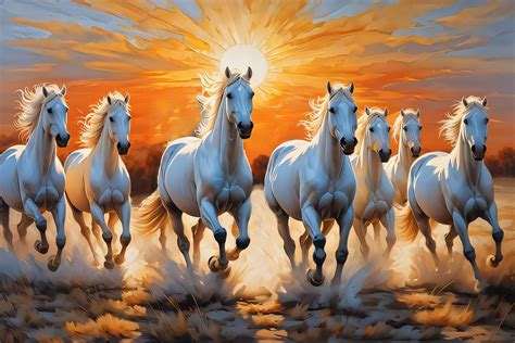 Seven Running Horses | Horse painting, Seven horses painting, Horse canvas painting