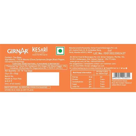 GIRNAR- Kesari Masala Tea-25 Tea Bags – OG-MART