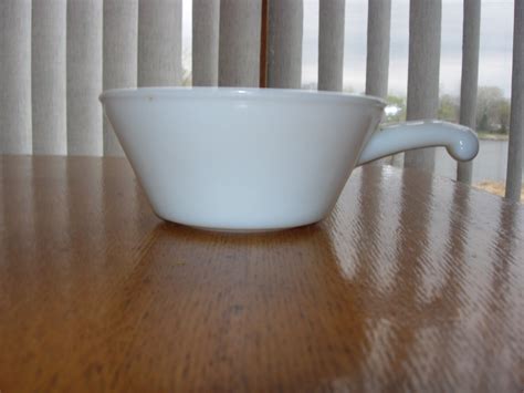 Anchor Hocking-Fire King Milk Glass Handled Soup Bowl