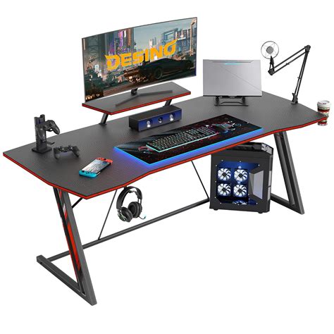 DESINO Gaming Desk 55 inch PC Computer Desk, Home Office Desk Gaming ...