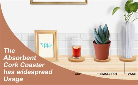 ADA Handicraft 100% Natural Premium Round Cork Coaster with Holder ...