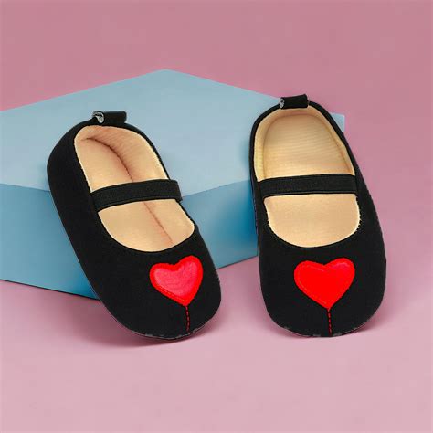 Baby Moo Queen Of Hearts Anti-Skid Elastic Strap Ballerina Booties - B