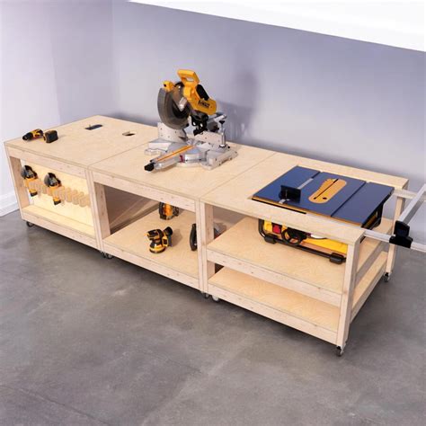 Mobile Miter Saw, Router and Table Saw Workbench Plans, DIY Woodworking ...