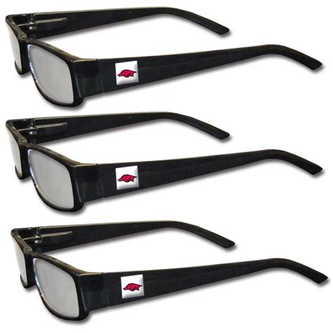 NCAA Arkansas Razorbacks Adult Reading Glasses (3-Pack), Black, Reading ...