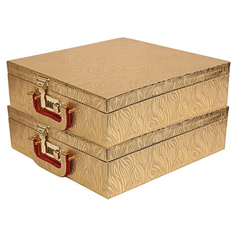 Kuber Industries Wooden 2 Pieces Four Rod Bangle Storage Box (Gold ...