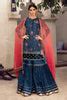 MARIA.B Sateen Fall Collection – CST-505-Royal Blue and Salmon – YourLibaas